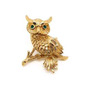 Monet's Menagerie goldtone owl brooch