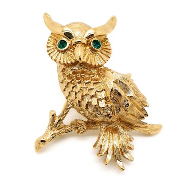 Monet's Menagerie goldtone owl brooch