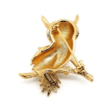 Monet's Menagerie goldtone owl brooch