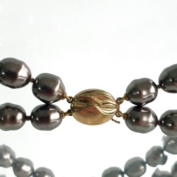 JKa köhle & Co - Bronze coloured pearl necklace with goldplated sterling closure - Bliinkt