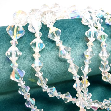 3 rijige ketting met heldere aurora borealis