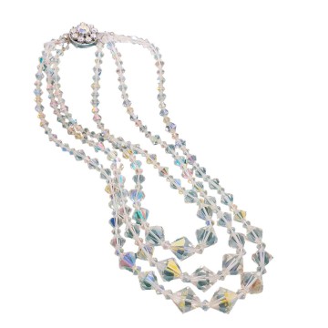 3 rijige ketting met heldere aurora borealis