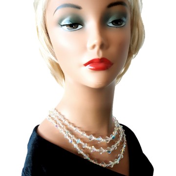 3 rijige ketting met heldere aurora borealis