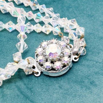 3 rijige ketting met heldere aurora borealis