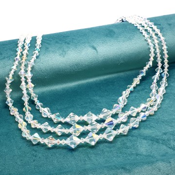 3 rijige ketting met heldere aurora borealis