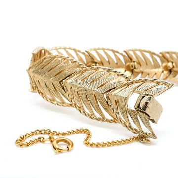 50's Goudkleurige armband met geborsteld metalen schakels