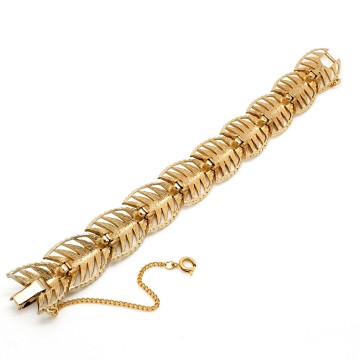 50's Goudkleurige armband met geborsteld metalen schakels