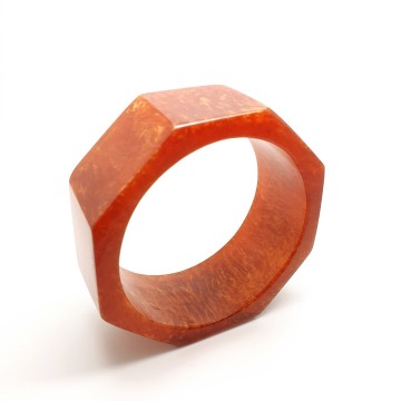 Achthoekige roestbruin gemarmerde plastic armband - Bliinkt