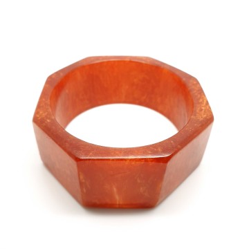 Achthoekige roestbruin gemarmerde plastic armband - Bliinkt