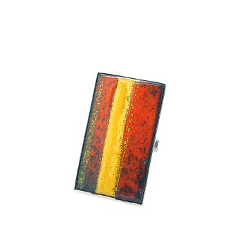 Adjustable rectangular yellow and orange enamelled 60s/70s ring - Bliinkt
