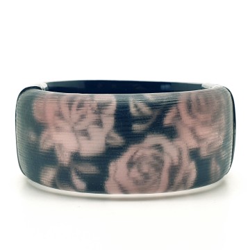 Alexis Bittar - wide black and pink flower cuff - Bliinkt