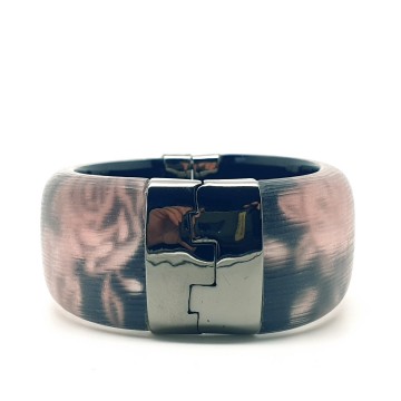 Alexis Bittar - wide black and pink flower cuff - Bliinkt