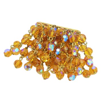 Amber coloured ab glass stone dangle brooch  - Bliinkt