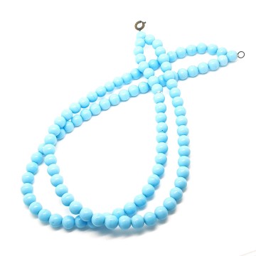 Short double row antique necklace with baby blue glass beads - Bliinkt