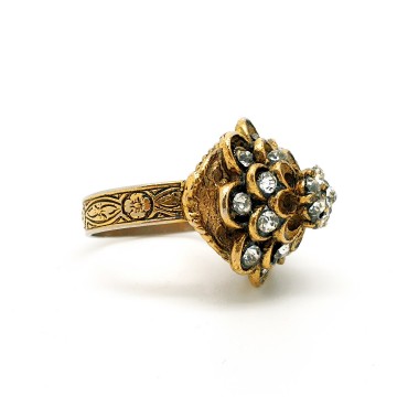 Antiqued adjustable goldtone ring