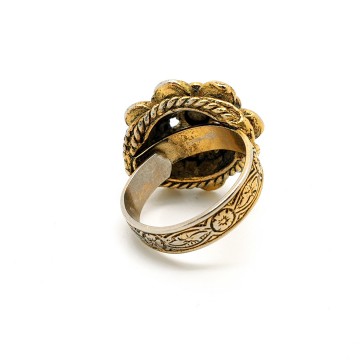 Antiqued adjustable goldtone ring
