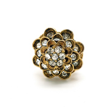 Antiqued adjustable goldtone ring