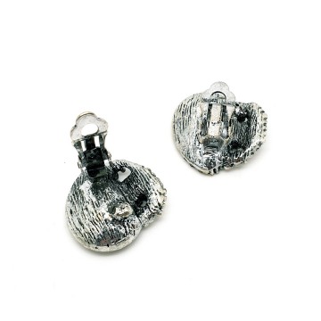 Antiqued silvertone earrings with smokey quartz glass stone and marcasites