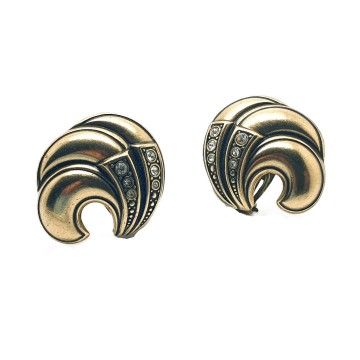 Art deco style earrings with clear rhinestones - Bliinkt