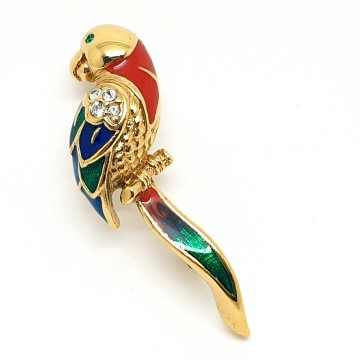 Attwood & Sawyer - colourful parrot brooch - Bliinkt