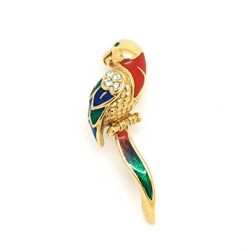 Attwood & Sawyer - colourful parrot brooch - Bliinkt