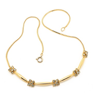 Attwood & Sawyer - delicate goldtone necklace with clear rhinestones - Bliinkt