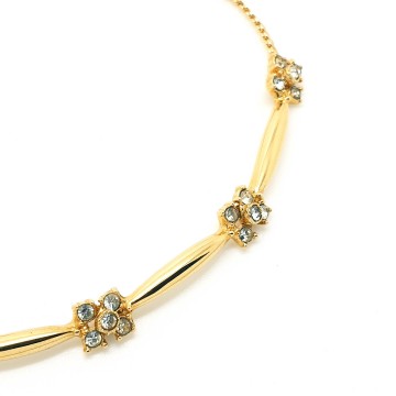 Attwood & Sawyer - delicate goldtone necklace with clear rhinestones - Bliinkt