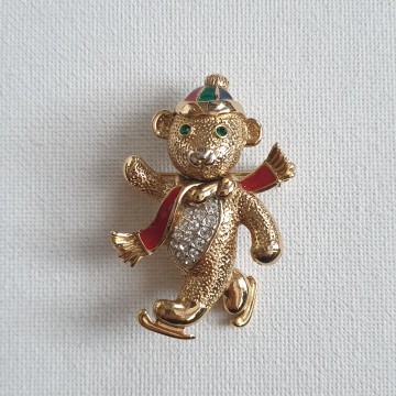 Attwood & Sawyer - iceskating bear brooch