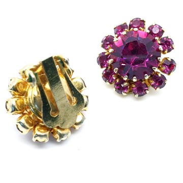 Austria 'hot pink' clipoorbellenoorbellen met schiaparelli pink glazen strasssteentjes