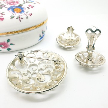 Austria - silvertone brooch and earring set - Bliinkt