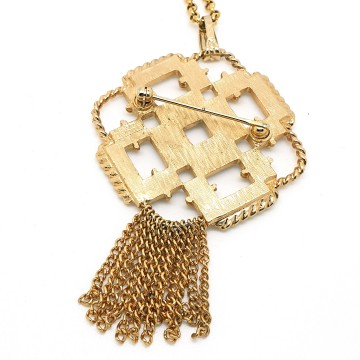 Avon - goldtone necklace with white enamelled pendant and brooch - Bliinkt