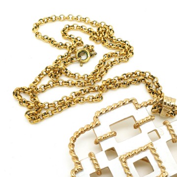 Avon - goldtone necklace with white enamelled pendant and brooch - Bliinkt