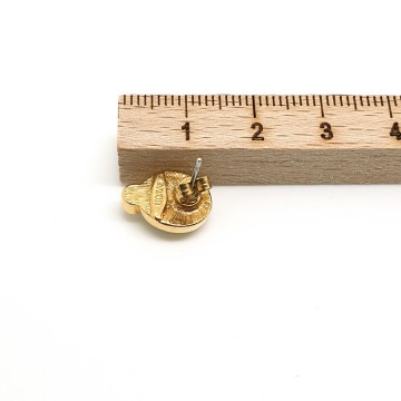 Avon - goldtone stud earrings with royal blue 'stone' - Bliinkt