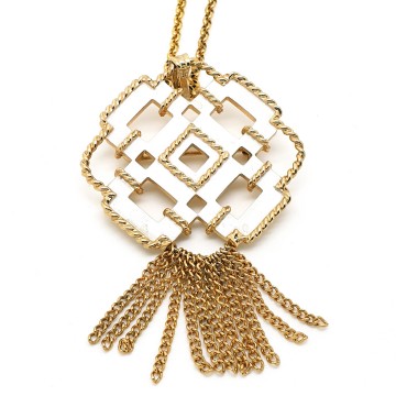 Avon - goldtone necklace with white enamelled pendant and brooch - Bliinkt