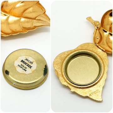 Avon golden leaf pin perfume glacé, 1969