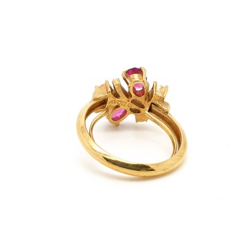 Avon 'Royal Radiance', 1975 goldtone adjustable ring with pink and clear rhinestones