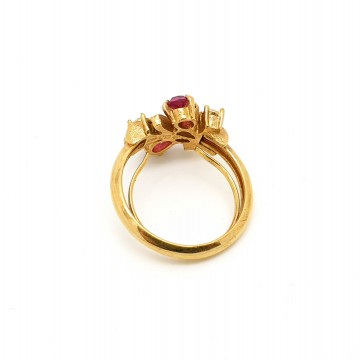 Avon 'Royal Radiance', 1975 goldtone adjustable ring with pink and clear rhinestones