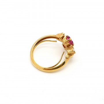 Avon 'Royal Radiance', 1975 goldtone adjustable ring with pink and clear rhinestones