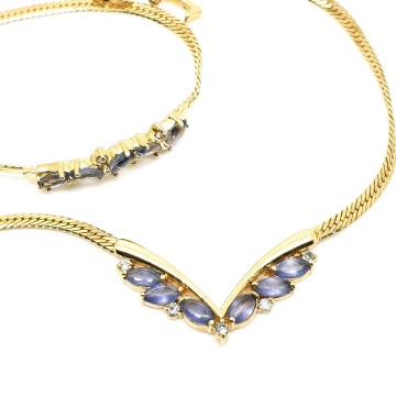 Avon set goldtone necklace and bracelet  with amethyst facetted stones