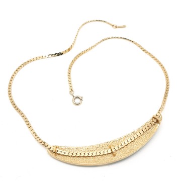 Avon - short goldtone necklace with black enamel and clear rhinestones - Bliinkt