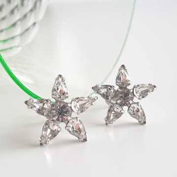 B. David - clear rhinestone star earrings - Bliinkt