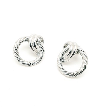 Barcs silvertone round rope stud earrings - Bliinkt