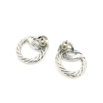 Barcs silvertone round rope stud earrings - Bliinkt
