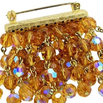 Amber coloured ab glass stone dangle brooch  - Bliinkt