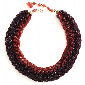 Beaded collar kraaltjesketting rood donkerrood
