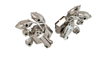 Beaujewels oorbellen met grote vierkante rookkwarts strass met aan steeltjes kleinere heldere en rookkwarts stenen achterkant