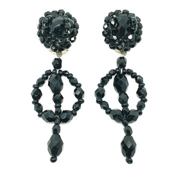 Black bead drop earrings