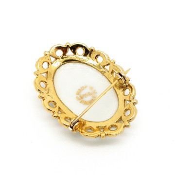 Broche Limoges porcelein signed