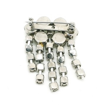 Broche met strasssteentjes van helder glas achterkant