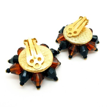 Brown glass flower earrings - Bliinkt